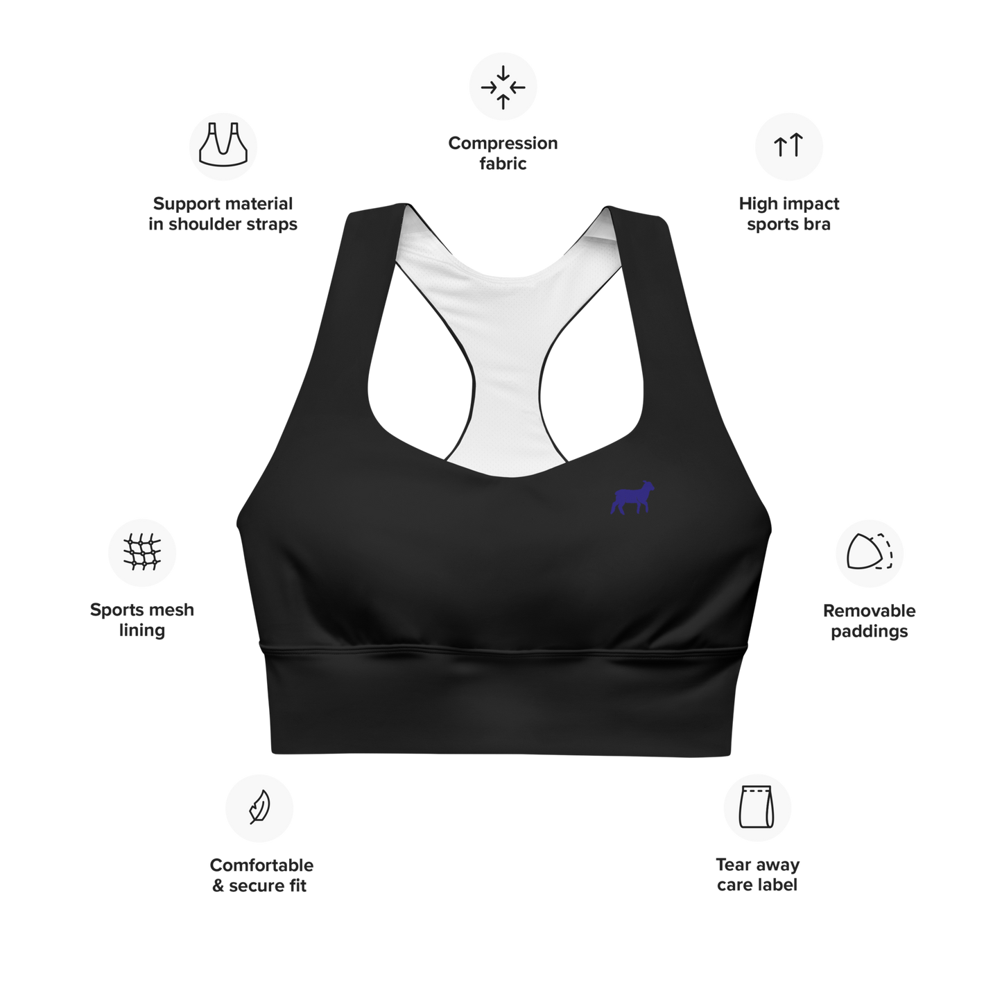 Women's Lamb Longline Sports Bra - Lamb Fashion Store