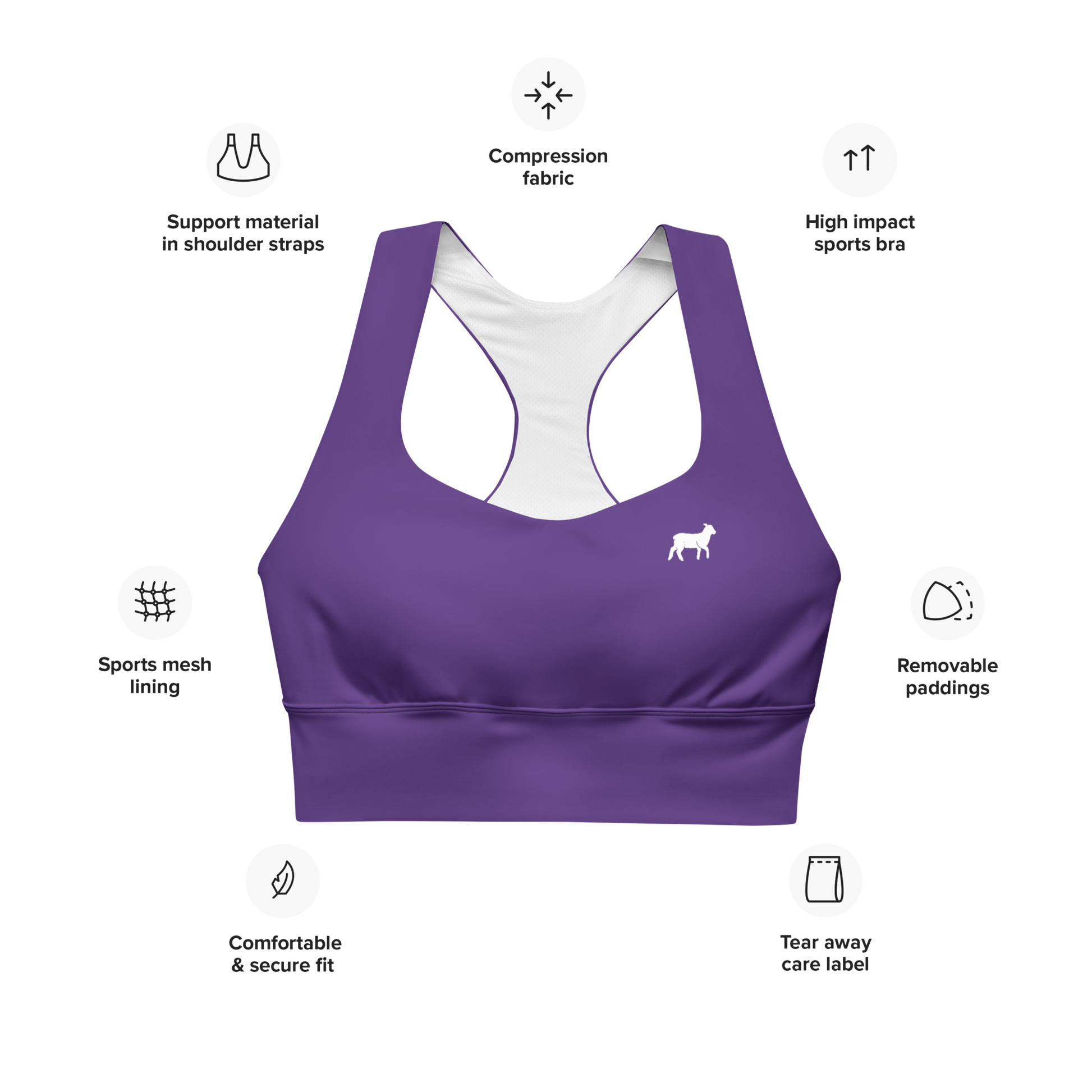 Women's Lamb Longline Sports Bra - Lamb Fashion Store