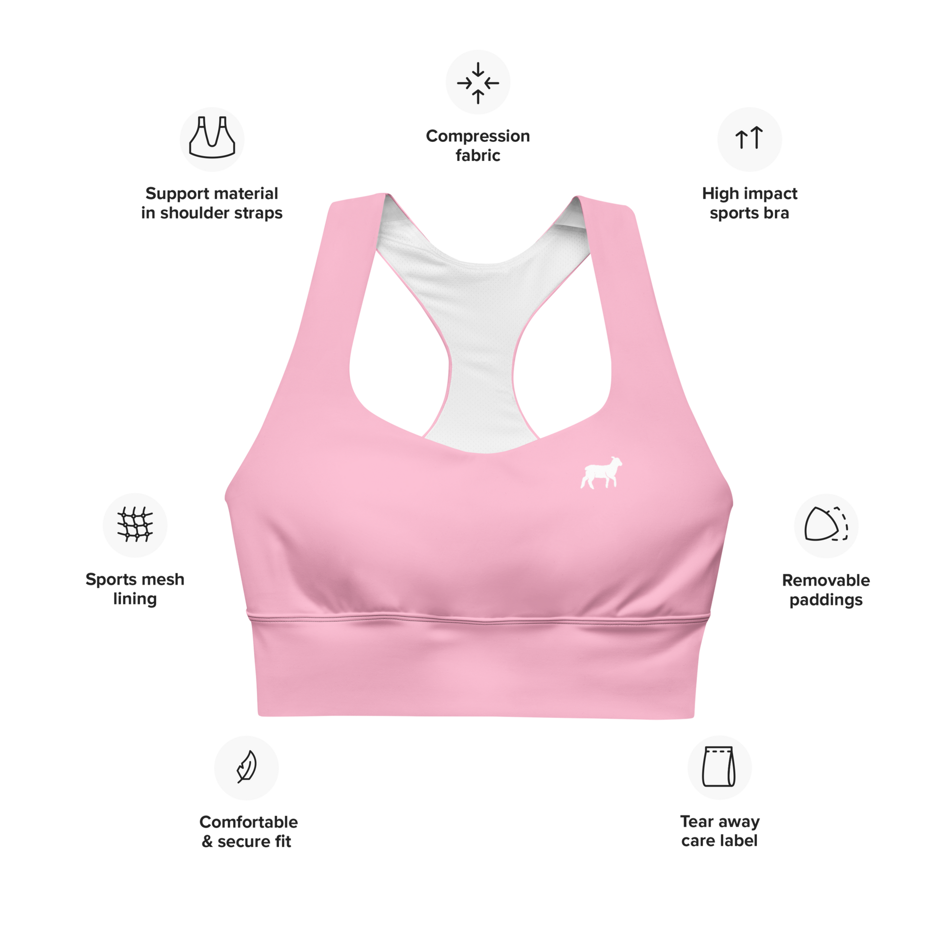 Women's Lamb Longline Sports Bra - Lamb Fashion Store