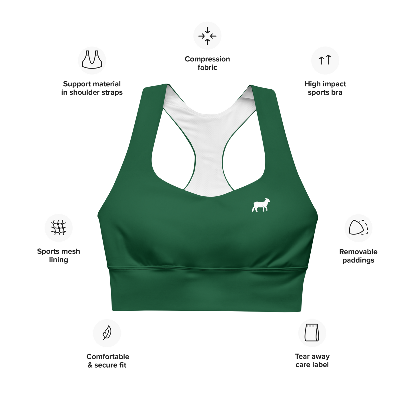 Women's Lamb Longline Sports Bra - Lamb Fashion Store