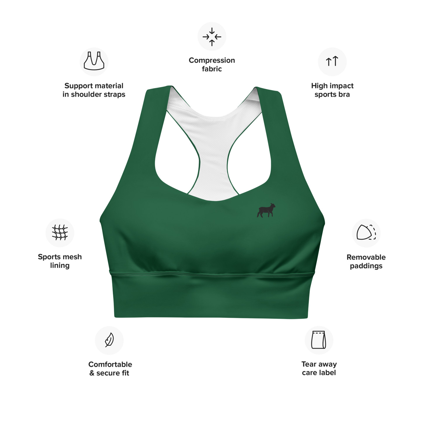 Women's Lamb Longline Sports Bra - Lamb Fashion Store