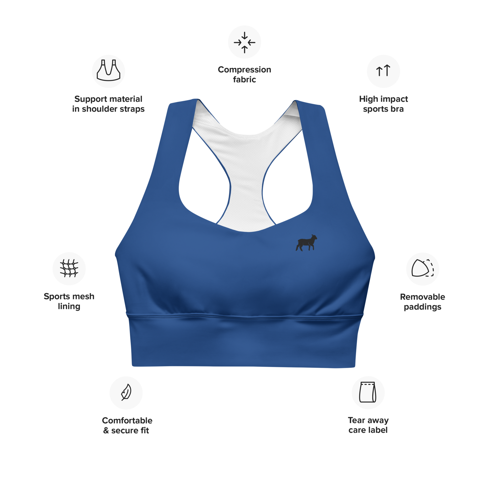 Women's Lamb Longline Sports Bra - Lamb Fashion Store