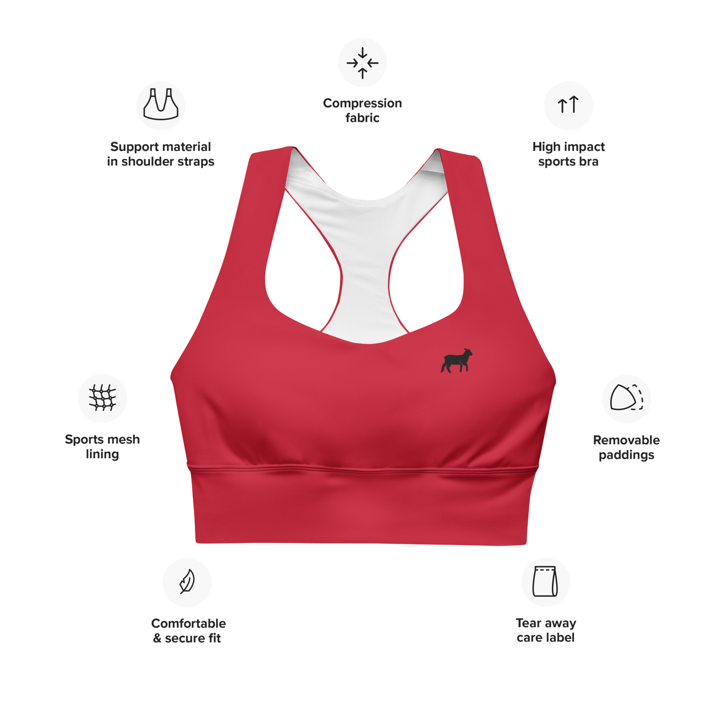 Women's Lamb Longline Sports Bra - Lamb Fashion Store