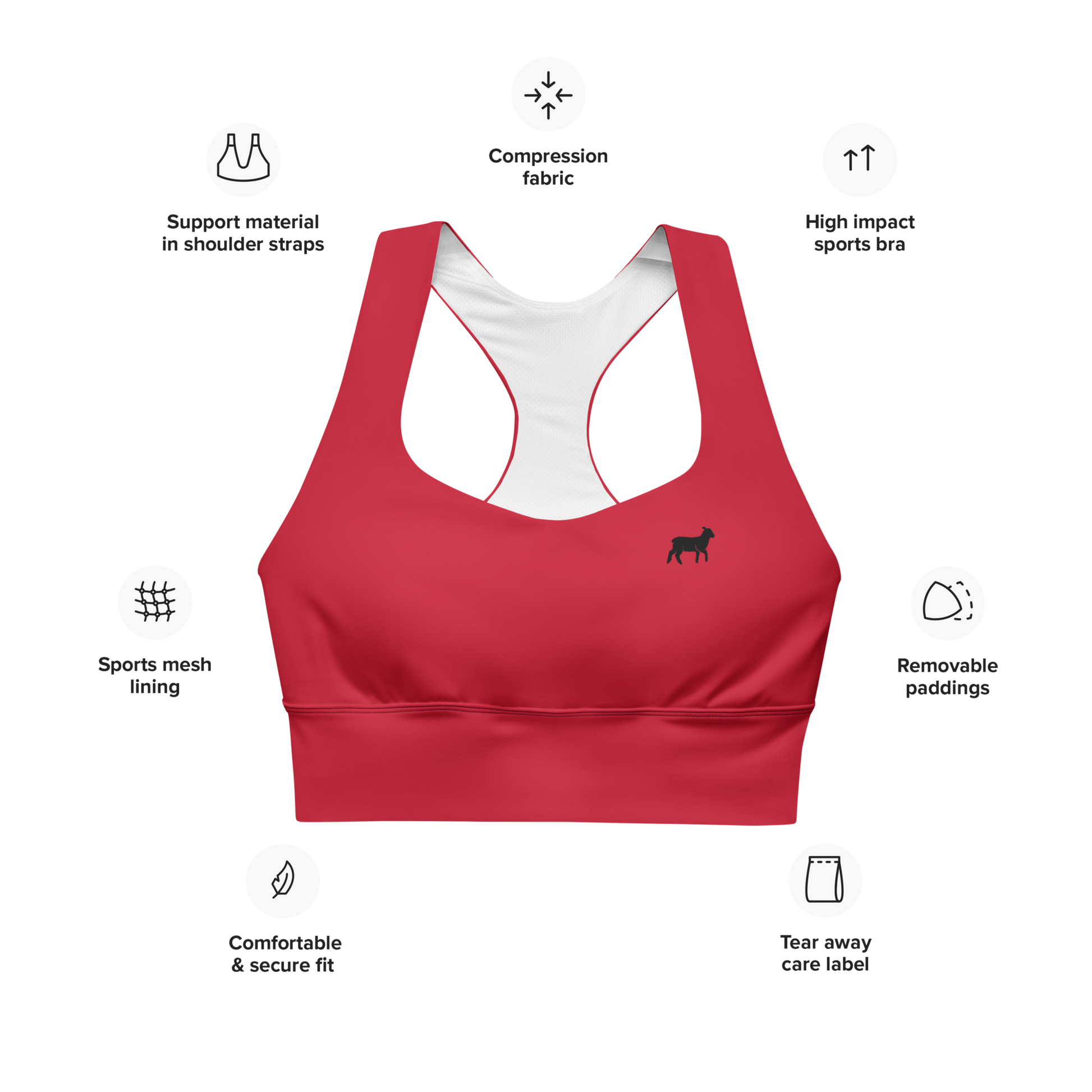 Women's Lamb Longline Sports Bra - Lamb Fashion Store