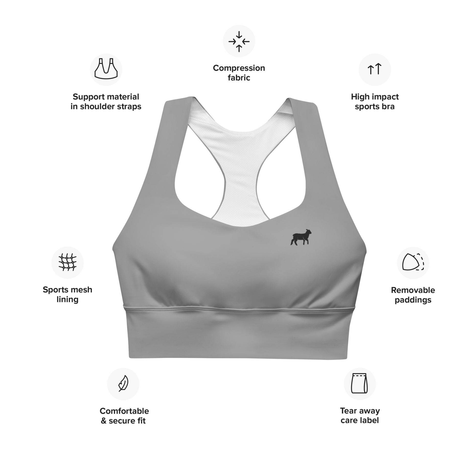 Women's Lamb Longline Sports Bra - Lamb Fashion Store