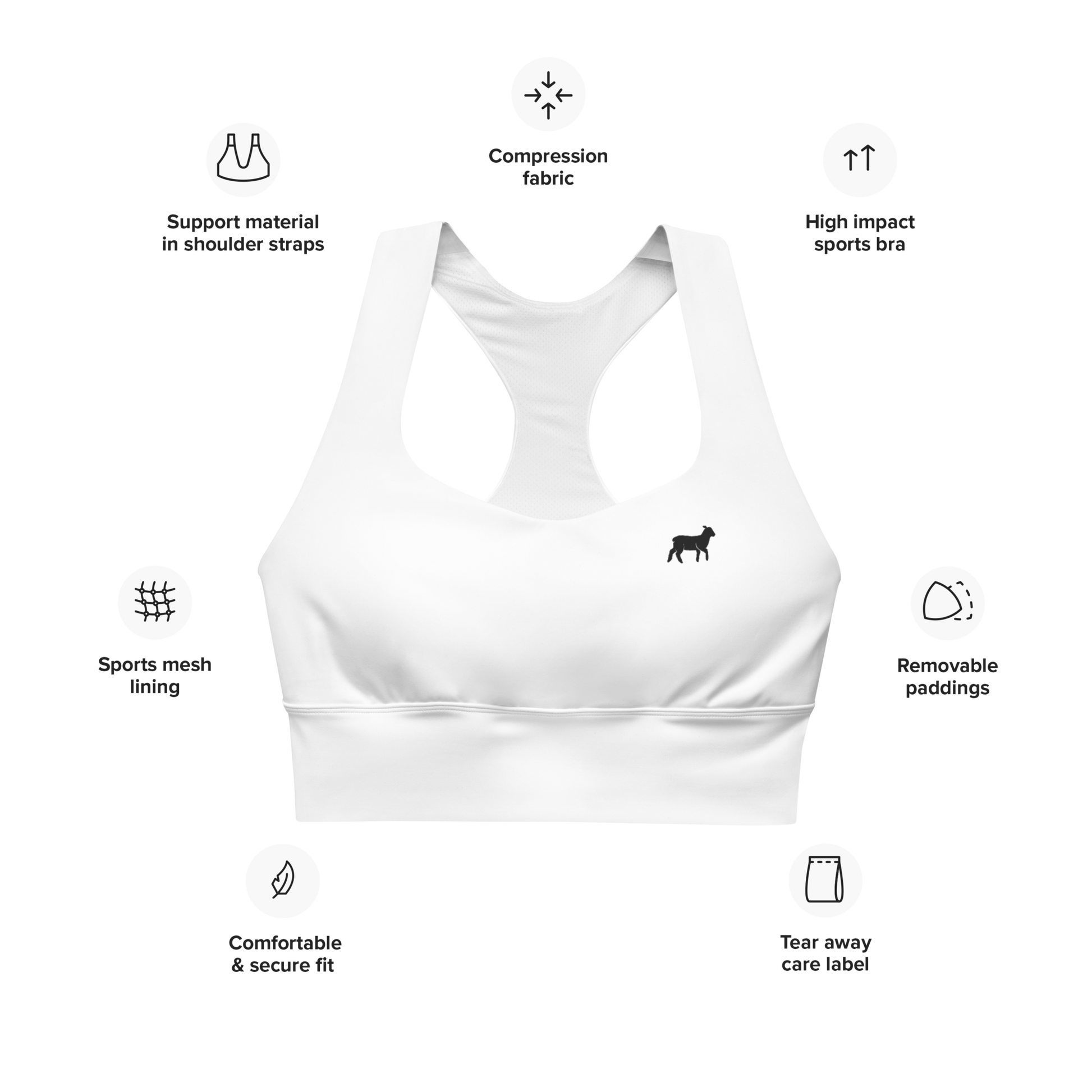 Women's Lamb Longline Sports Bra - Lamb Fashion Store