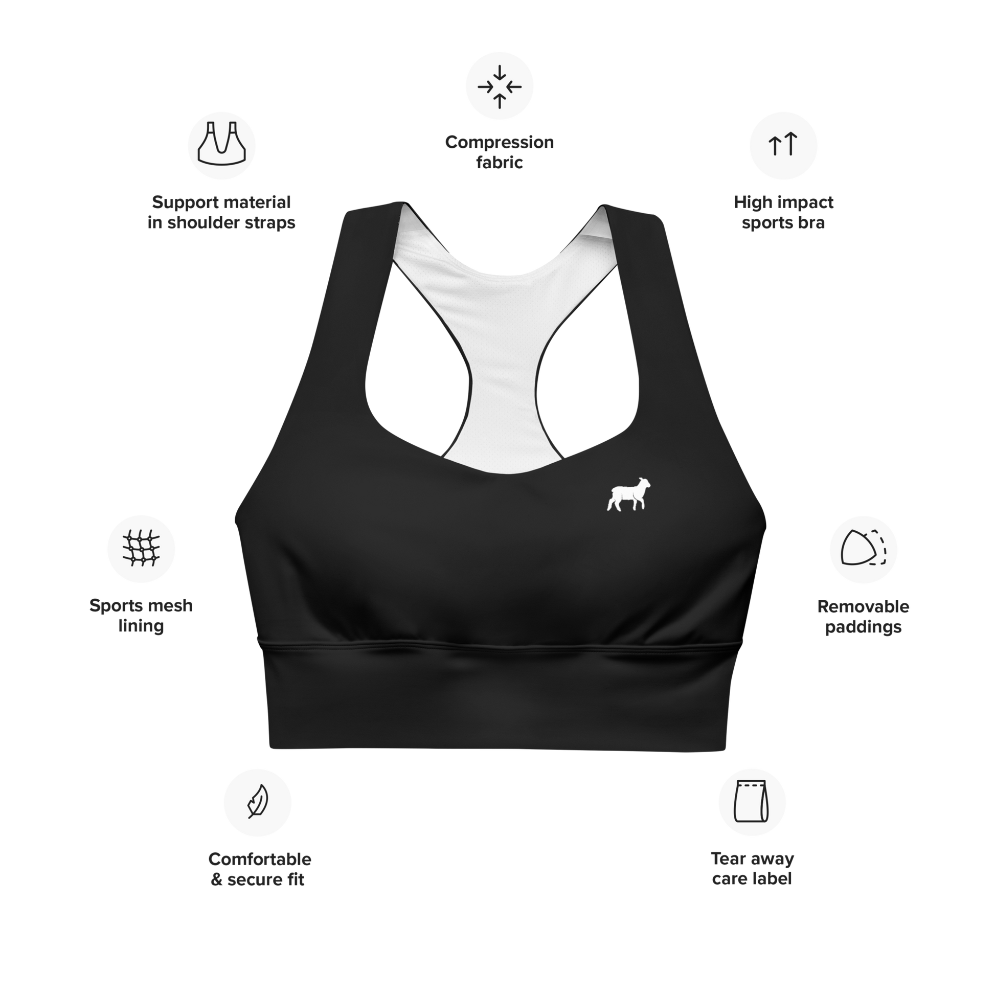 Women's Lamb Longline Sports Bra - Lamb Fashion Store