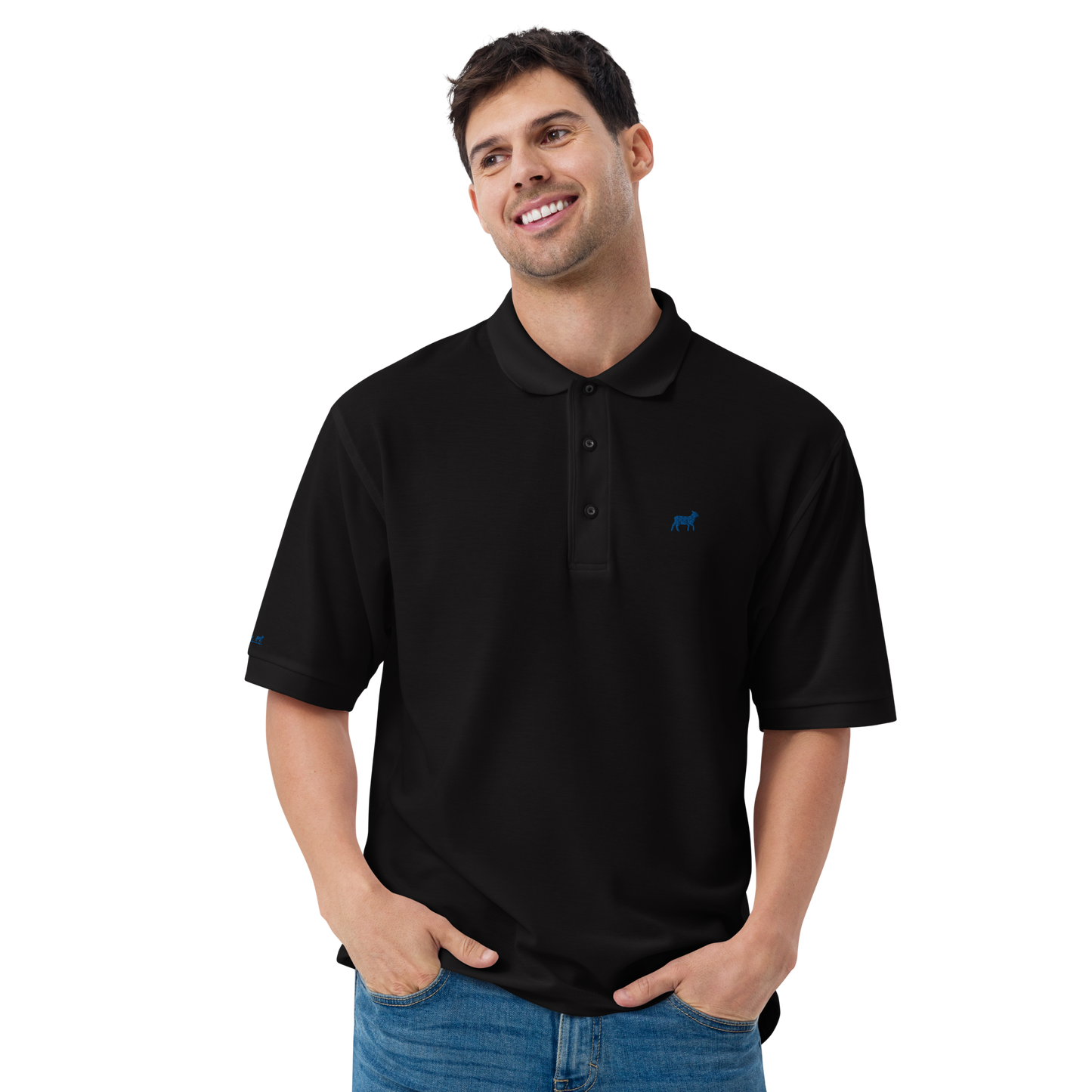 Men's Lamb Premium Polo (ROYAL BLUE LOGO)