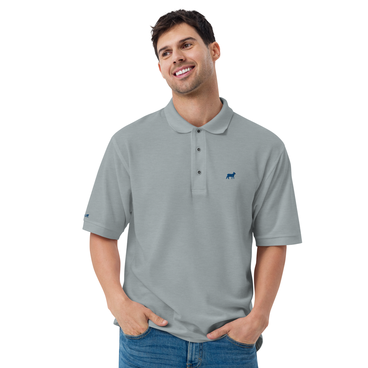 Men's Lamb Premium Polo (ROYAL BLUE LOGO)