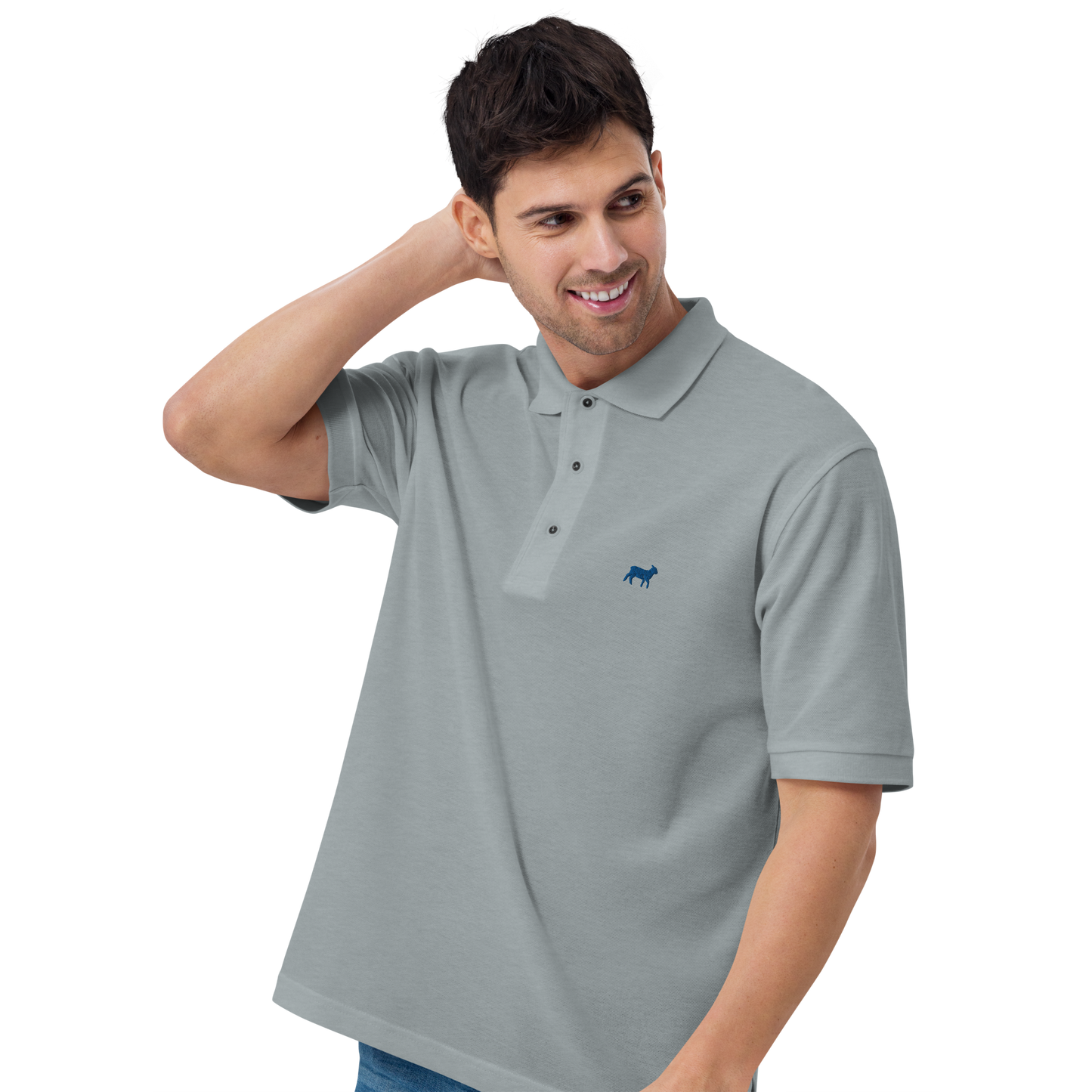 Men's Lamb Premium Polo (ROYAL BLUE LOGO)