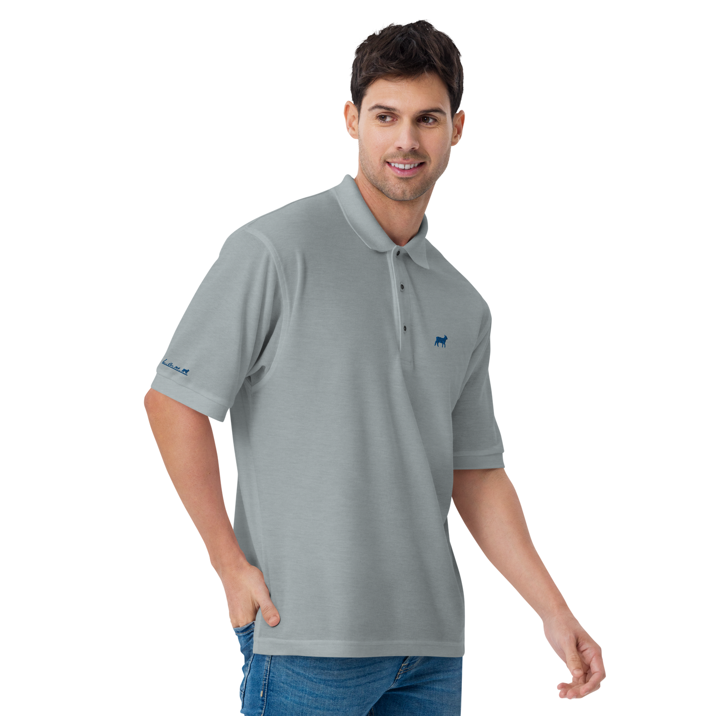 Men's Lamb Premium Polo (ROYAL BLUE LOGO)