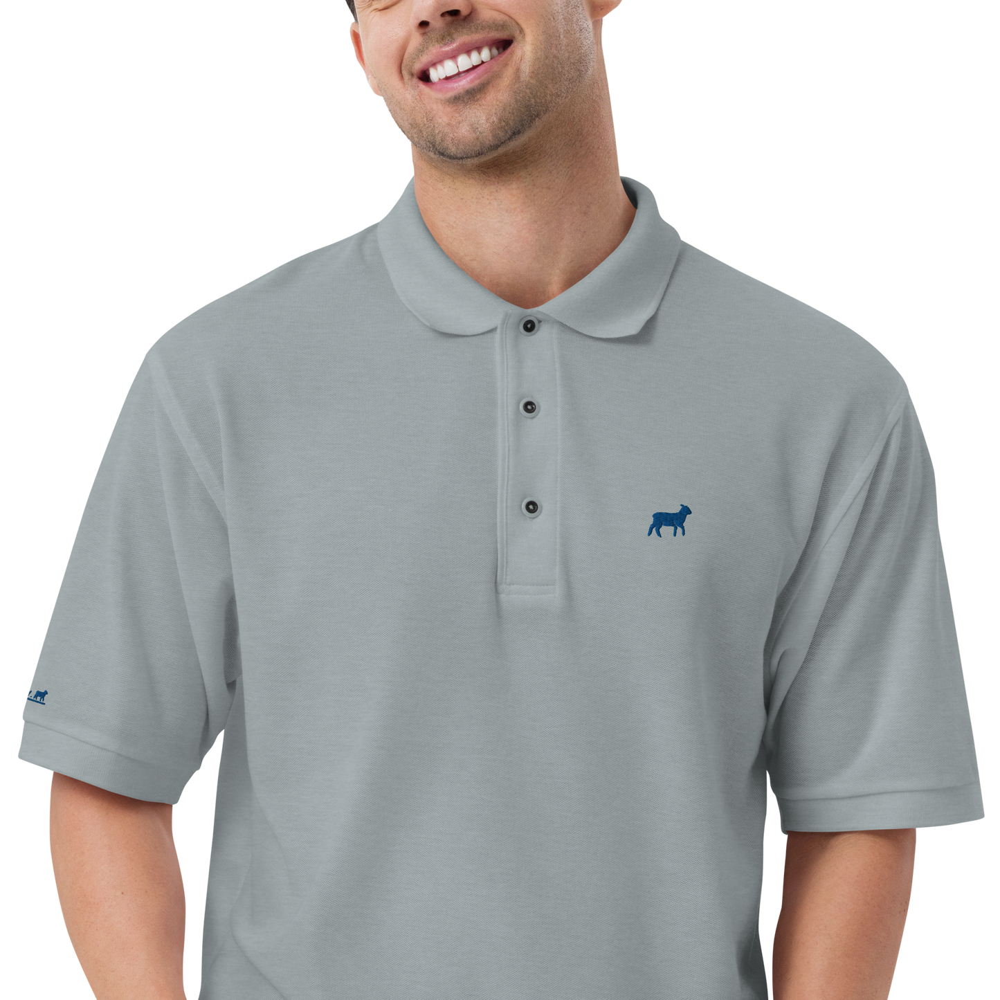 Men's Lamb Premium Polo (ROYAL BLUE LOGO)