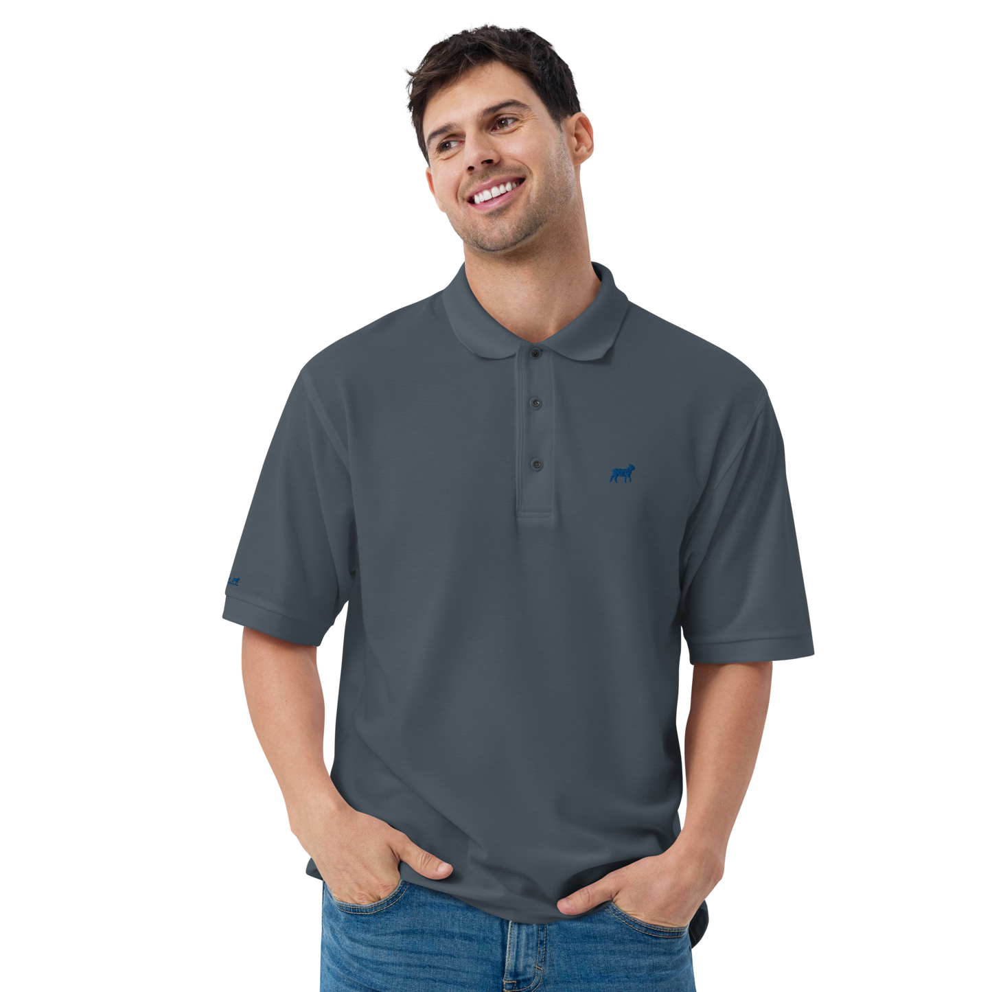 Men's Lamb Premium Polo (ROYAL BLUE LOGO)