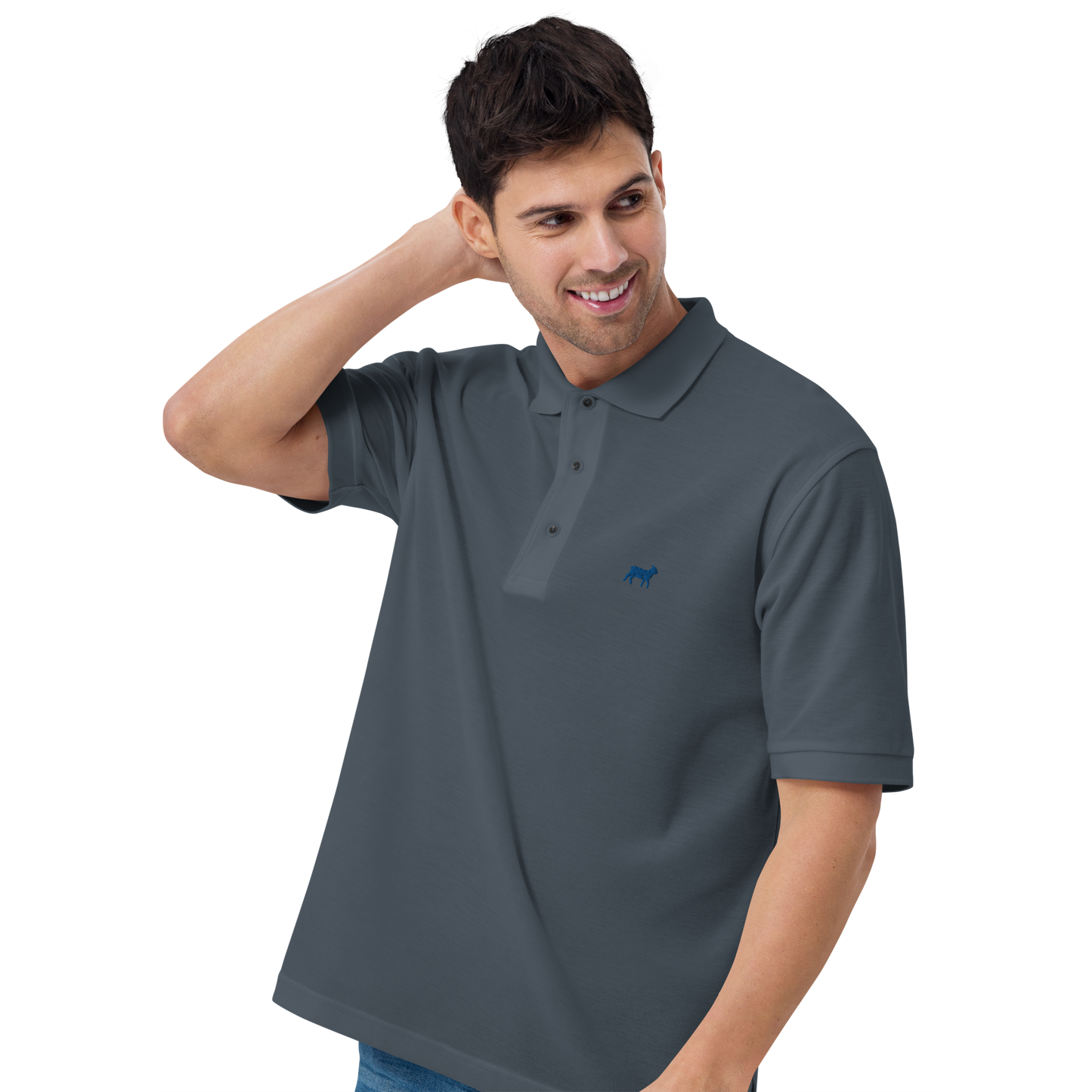 Men's Lamb Premium Polo (ROYAL BLUE LOGO)