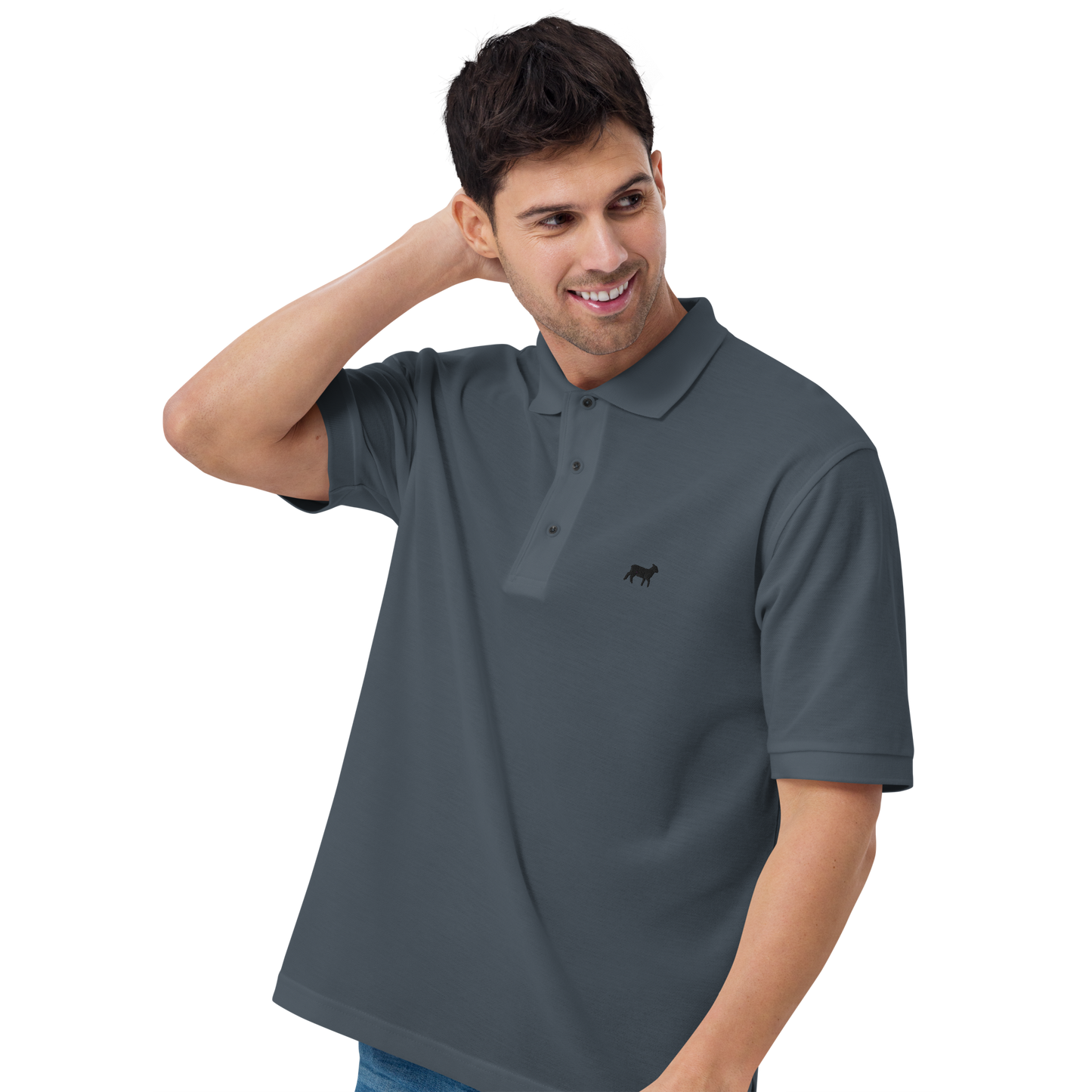 Men's Lamb Premium Polo (Black Logo)