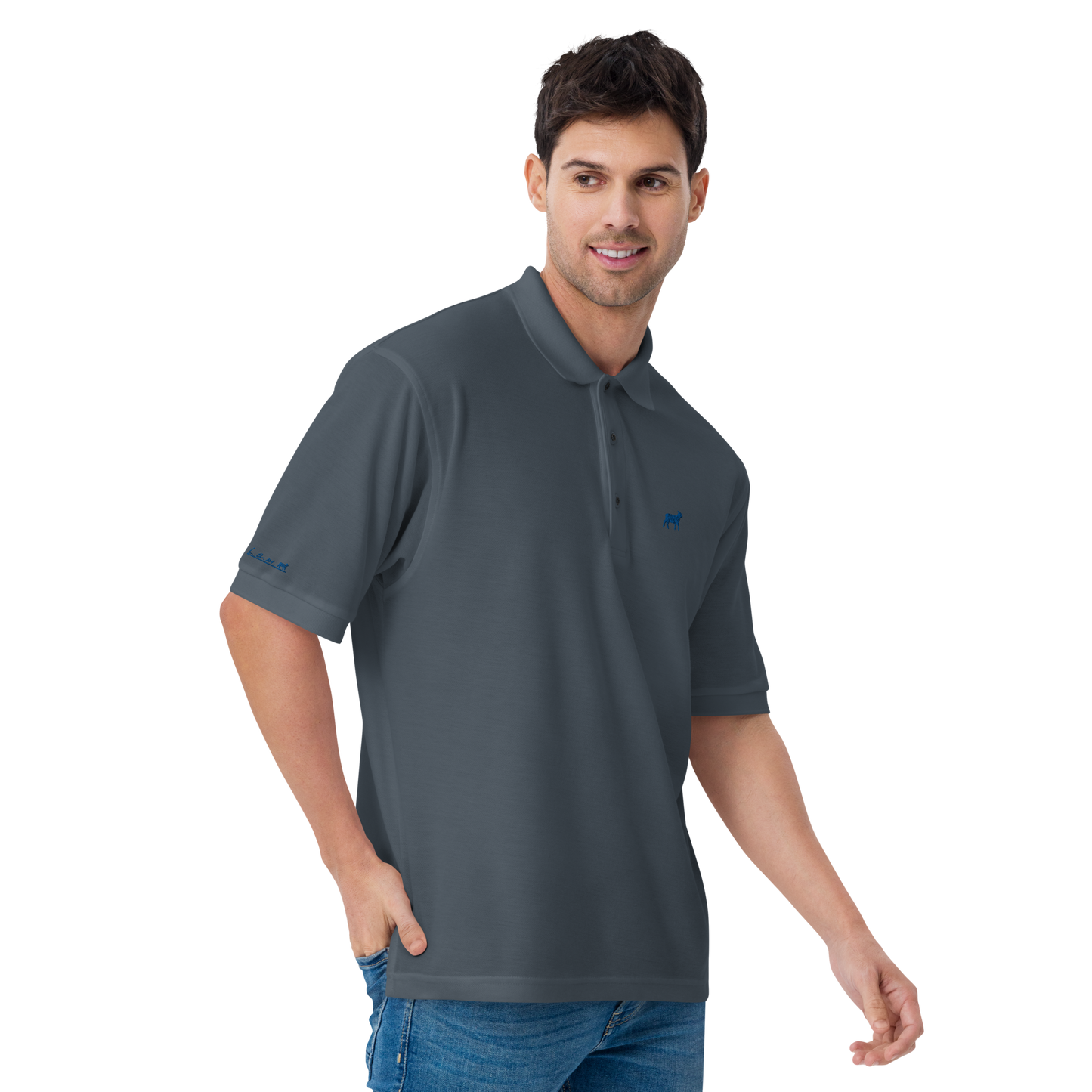 Men's Lamb Premium Polo (ROYAL BLUE LOGO)