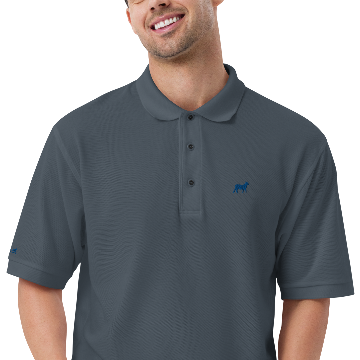 Men's Lamb Premium Polo (ROYAL BLUE LOGO)