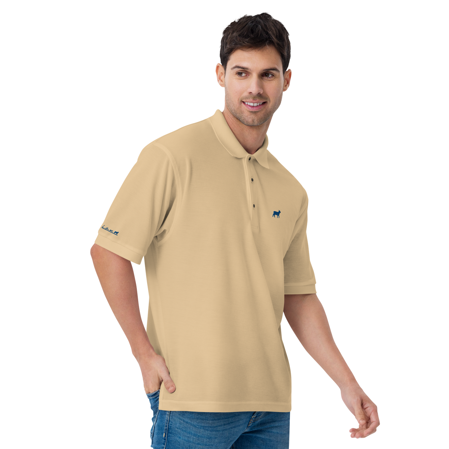 Men's Lamb Premium Polo (ROYAL BLUE LOGO)