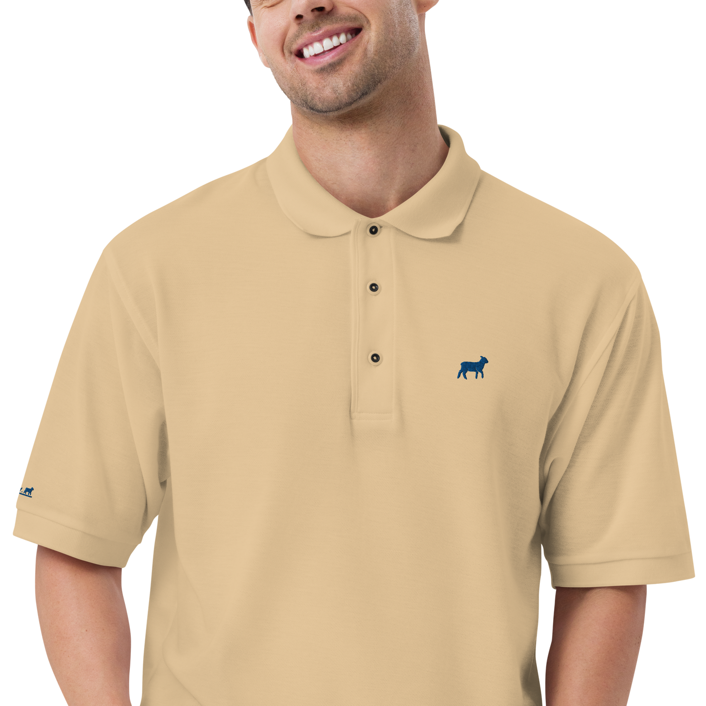 Men's Lamb Premium Polo (ROYAL BLUE LOGO)