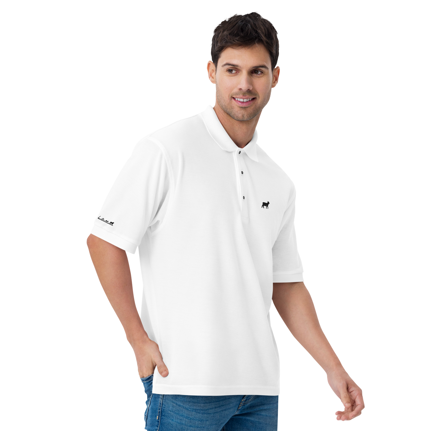 Men's Lamb Premium Polo (Black Logo)