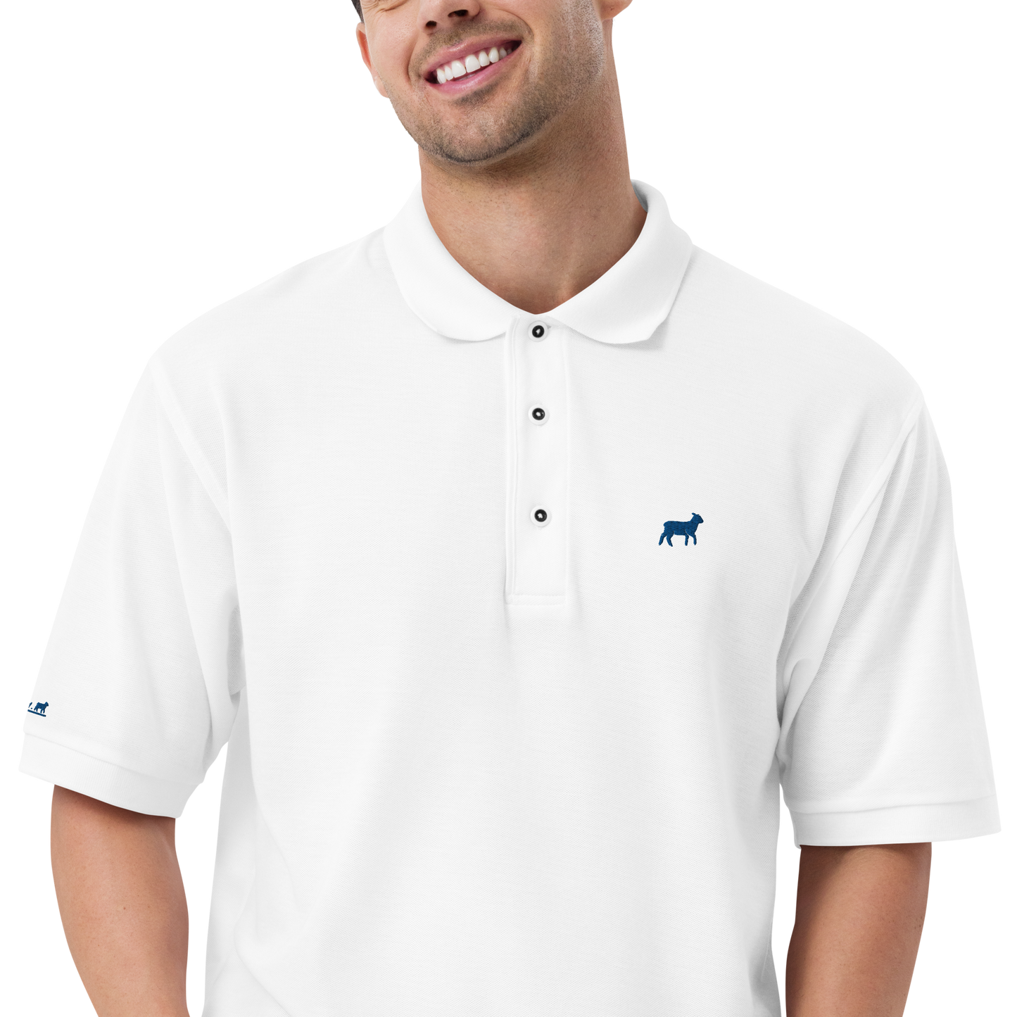 Men's Lamb Premium Polo (ROYAL BLUE LOGO)