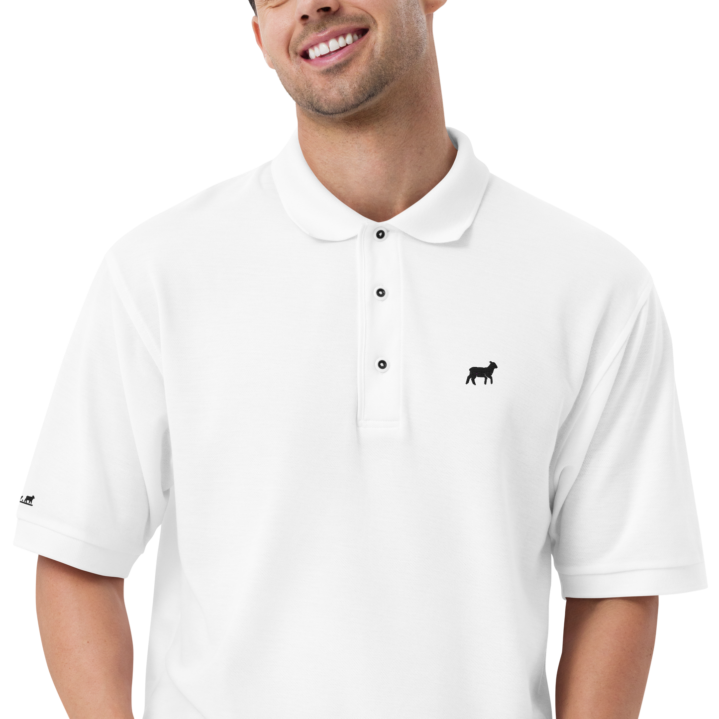 Men's Lamb Premium Polo (Black Logo)