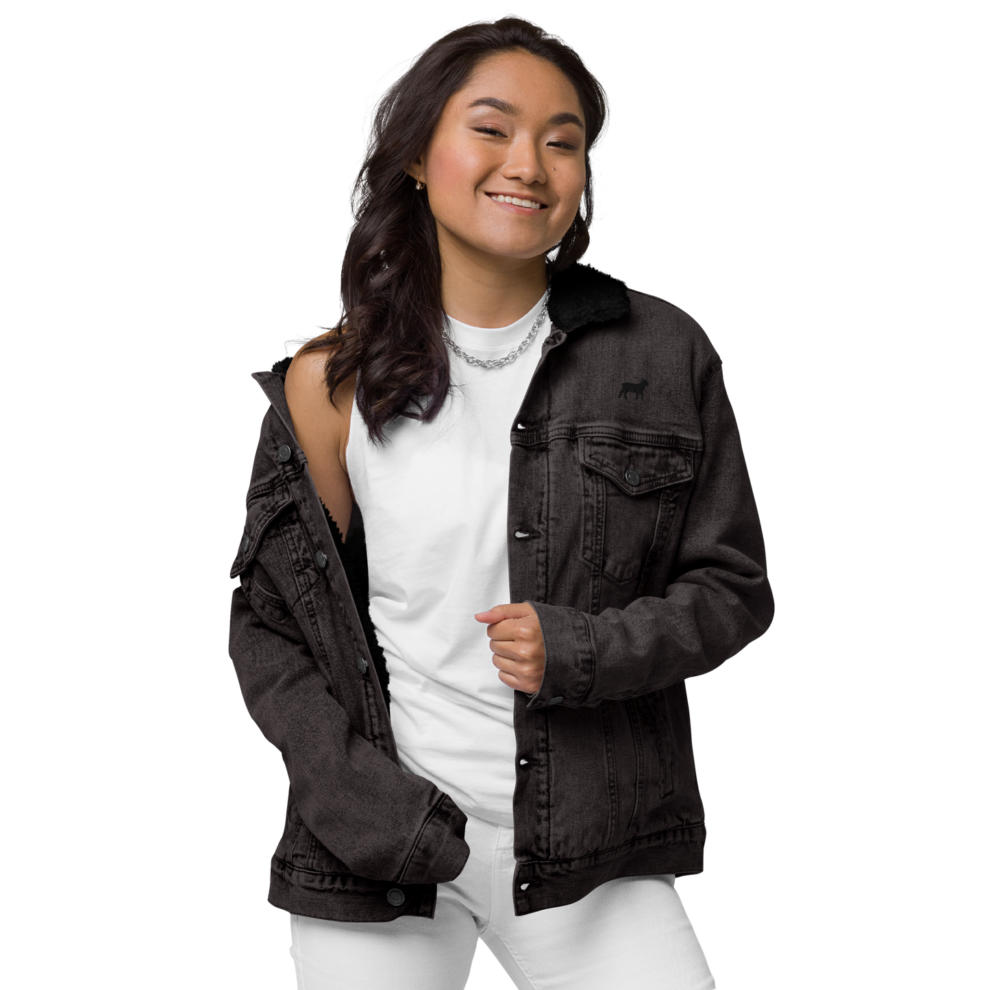 Unisex Lamb Sherpa Jacket (BLACK/DENIM COLORS) - Lamb Fashion Store