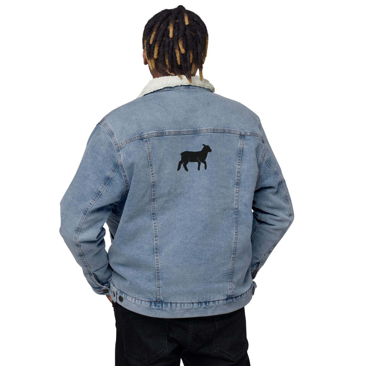 Unisex Lamb Sherpa Jacket (BLACK/DENIM COLORS) - Lamb Fashion Store