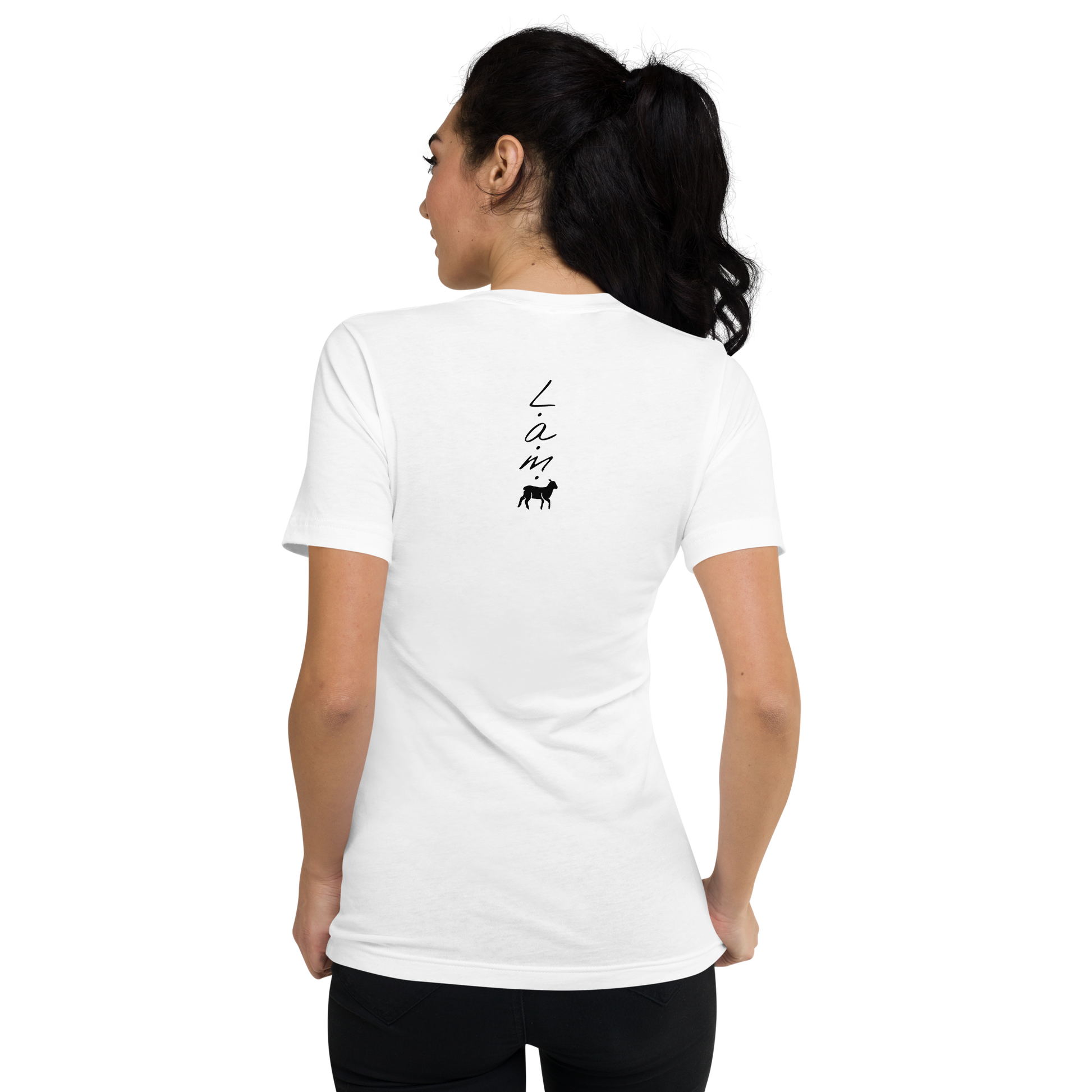 Women's Short-Sleeve V-Neck T-shirt (WHITE/BLACK COLORS) - Lamb Fashion Store