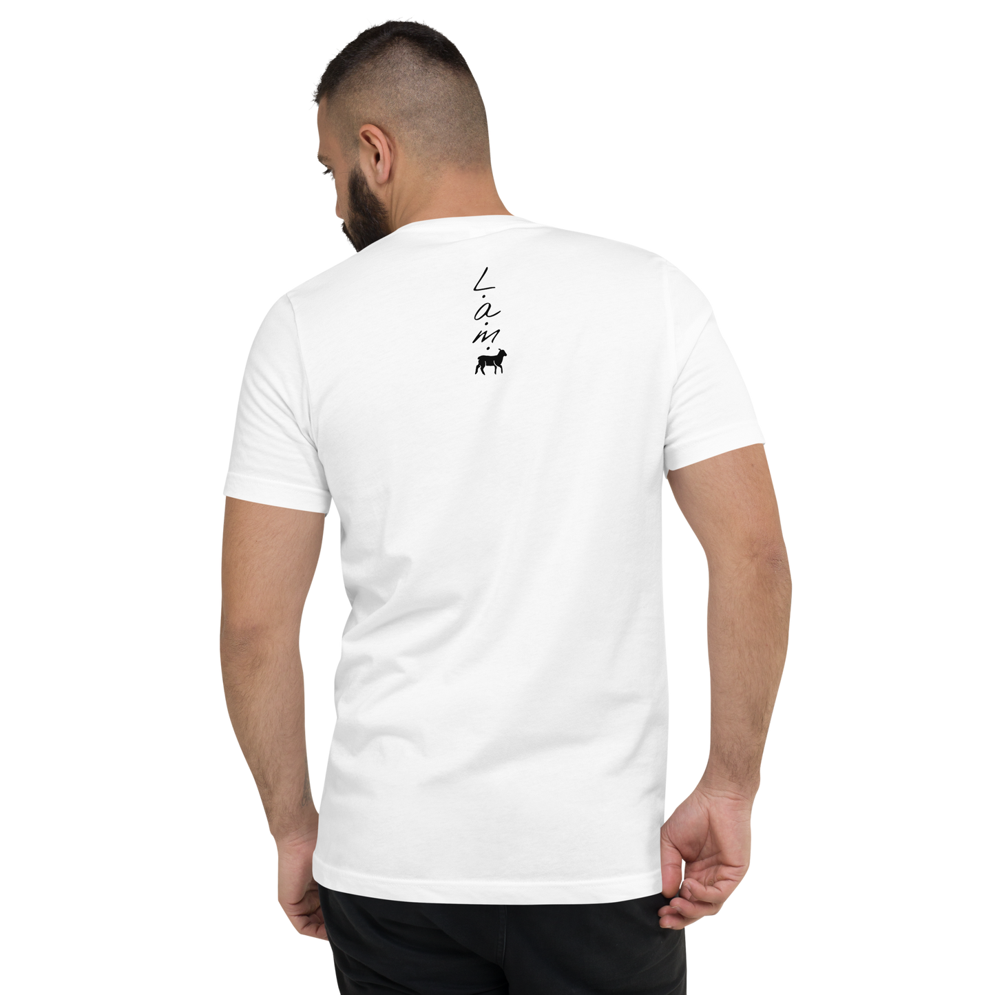 Unisex Lamb Short-Sleeve V-Neck T-shirt (White/Black Colors) - Lamb Fashion Store