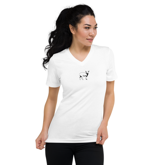 Women's Short-Sleeve V-Neck T-shirt (WHITE/BLACK COLORS) - Lamb Fashion Store