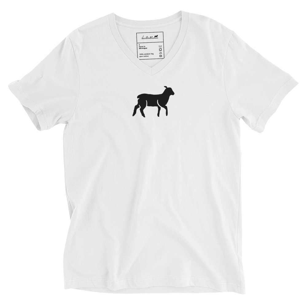 Unisex Lamb Short-Sleeve V-Neck T-shirt (White/Black Colors) - Lamb Fashion Store