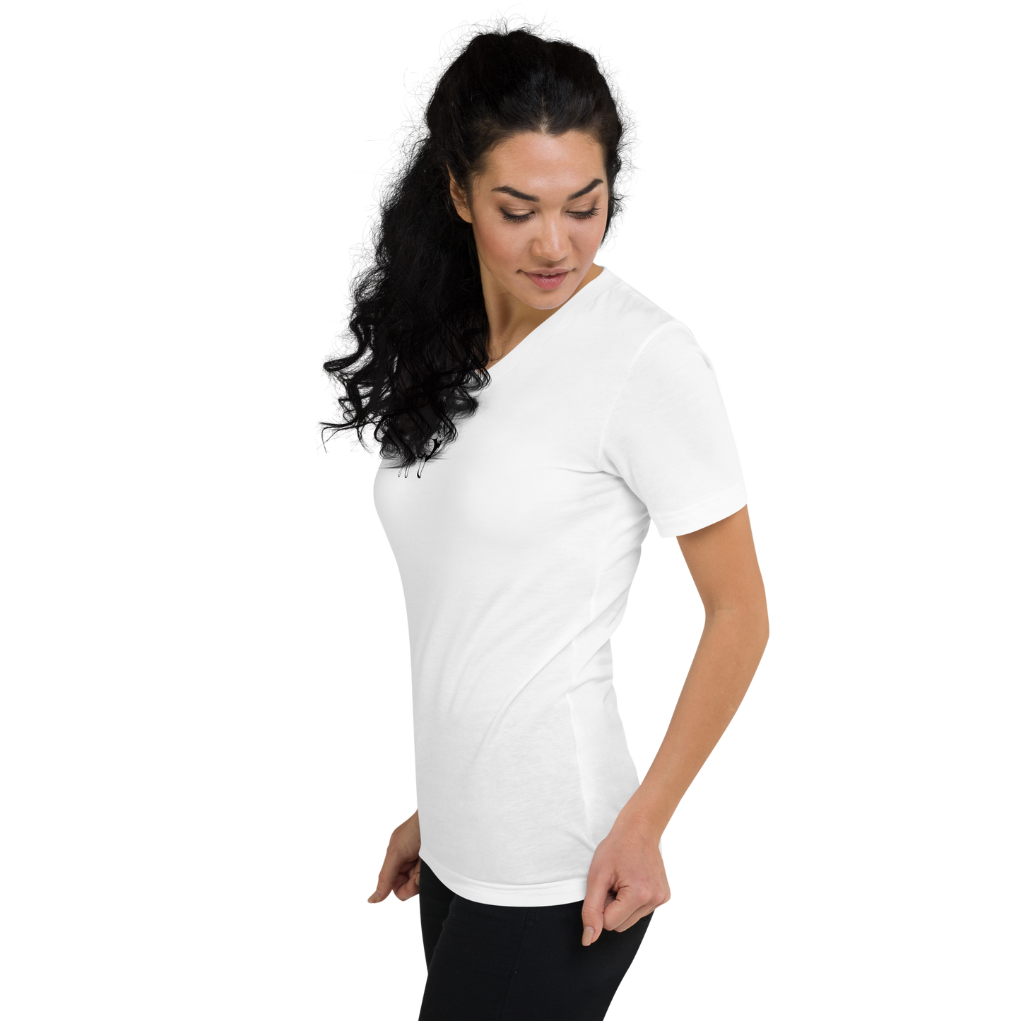 Women's Short-Sleeve V-Neck T-shirt (WHITE/BLACK COLORS) - Lamb Fashion Store