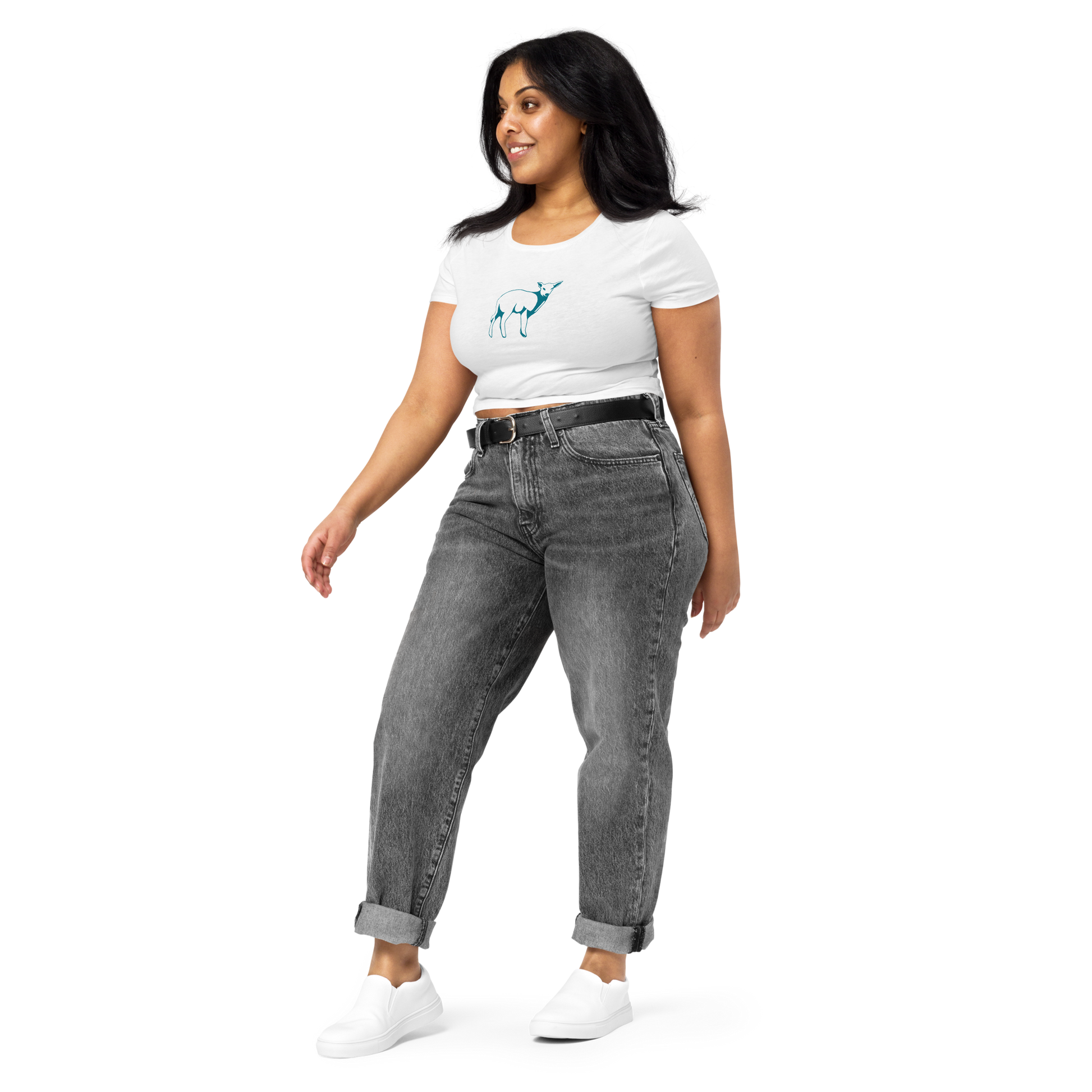 Women’s Lamb Crop Tee (Shark Teal) - Lamb Fashion Store