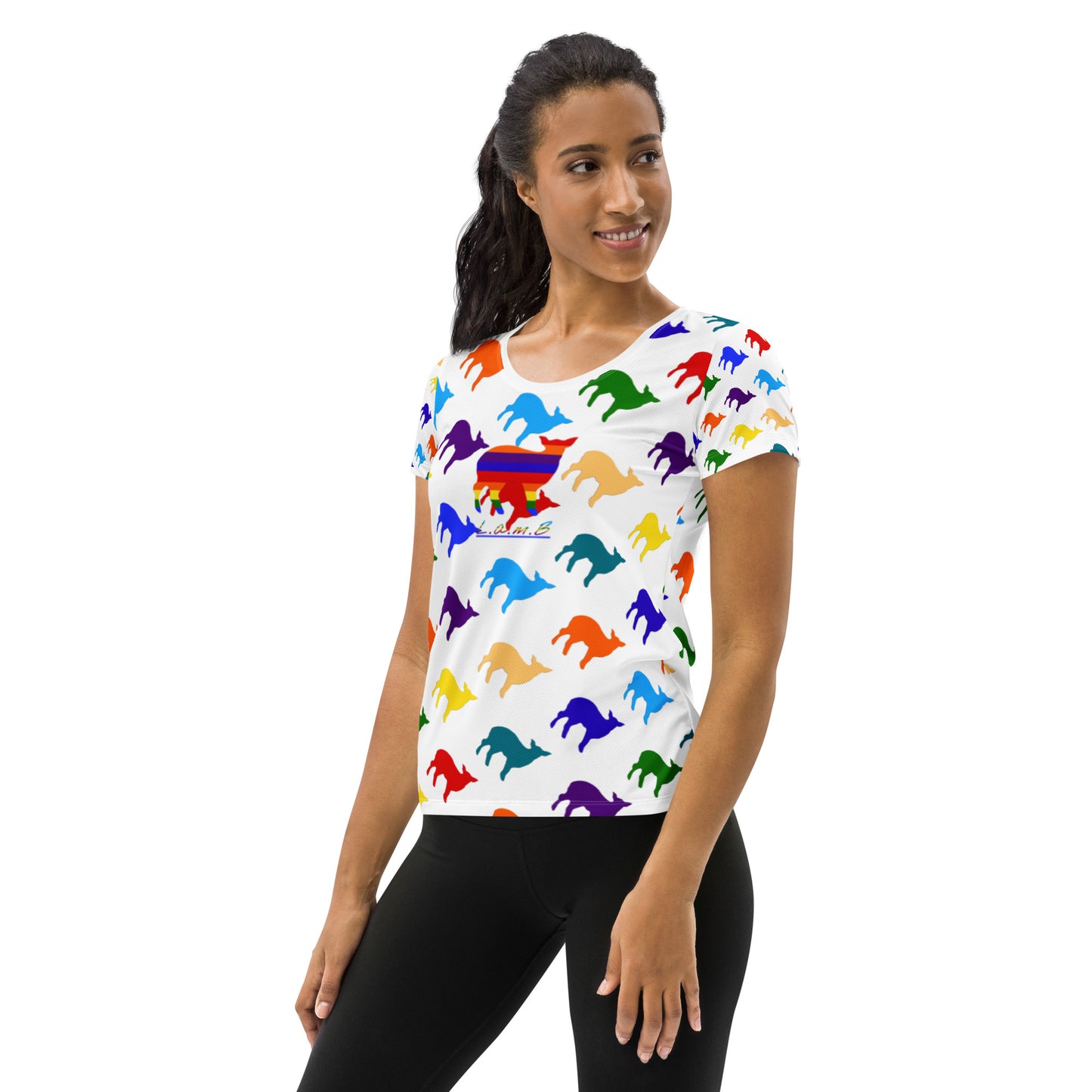 All-Over Print Women's Athletic T-shirt - Lamb Fashion Store