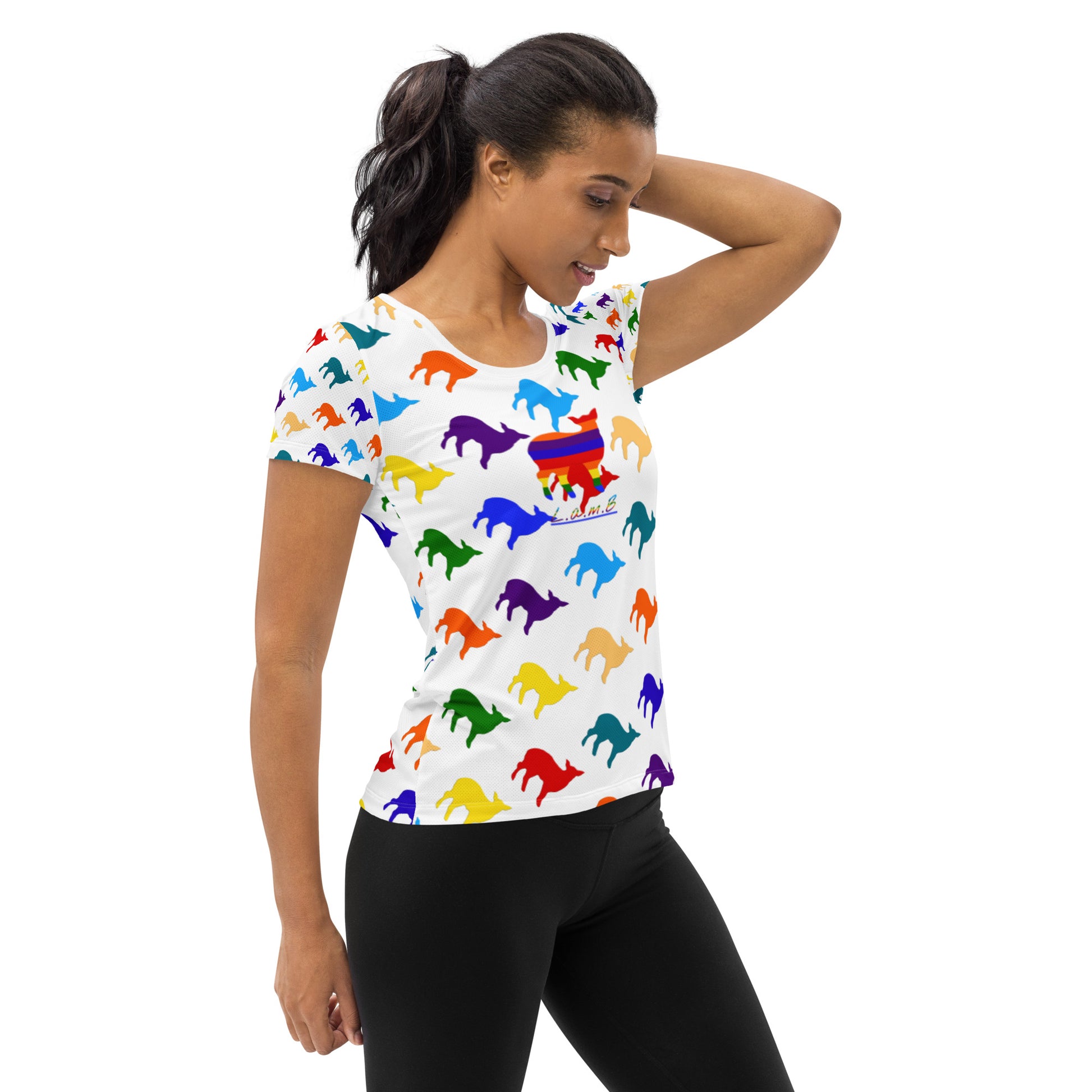 All-Over Print Women's Athletic T-shirt - Lamb Fashion Store