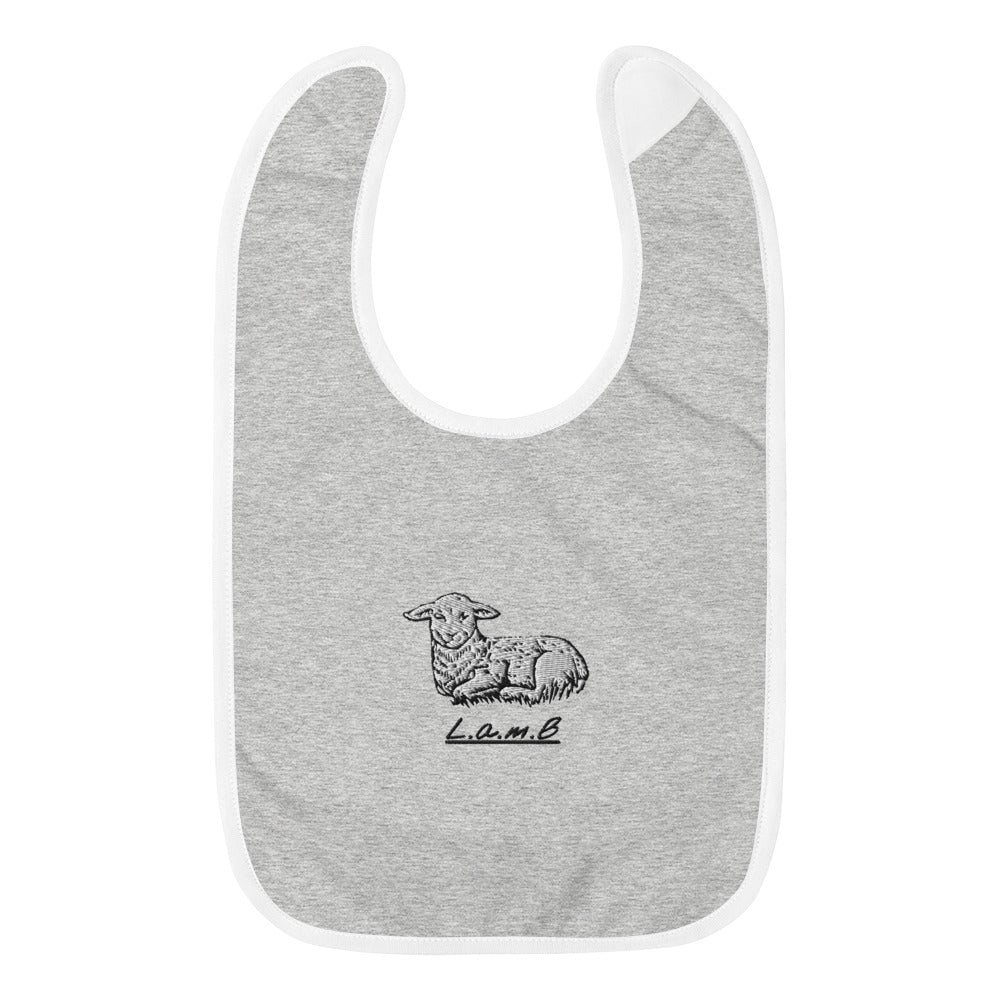 Lamb Embroidered Baby Bib - Lamb Fashion Store