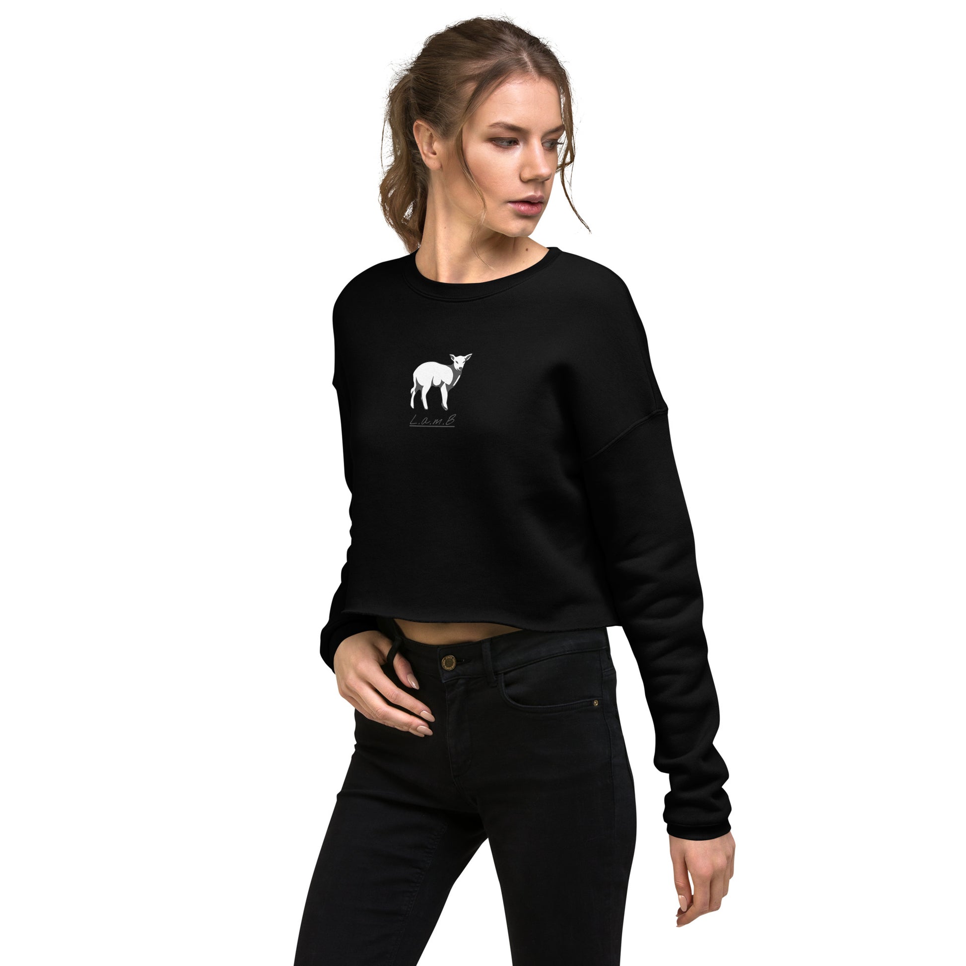 Women's Lamb Crop Sweatshirt (Magnetic Gray) - Lamb Fashion Store